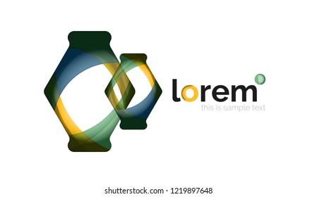 Abstract geometric design logo made of flowing elements, vector icon