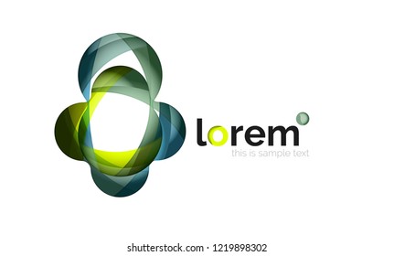 Abstract geometric design logo made of flowing elements, vector icon