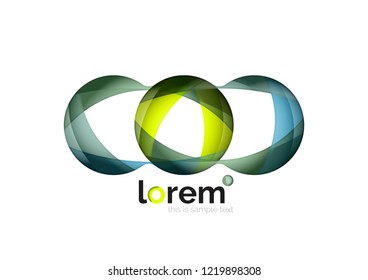 Abstract geometric design logo made of flowing elements, vector icon