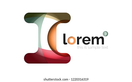 Resumen del logotipo de diseño geométrico hecho de elementos fluidos, icono vectorial