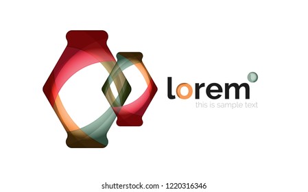 Abstract geometric design logo made of flowing elements, vector icon