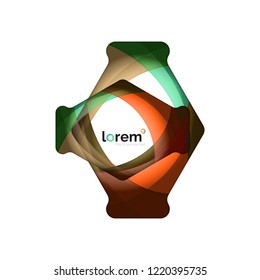 Abstract geometric design logo made of flowing elements, vector icon