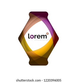 Resumen del logotipo de diseño geométrico hecho de elementos fluidos, icono vectorial