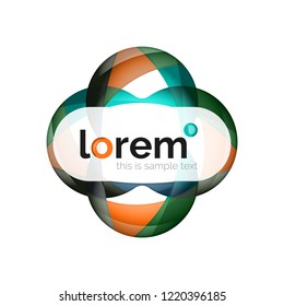Abstract geometric design logo made of flowing elements, vector icon