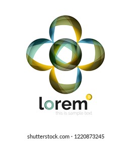 Abstract geometric design logo made of flowing elements, vector icon