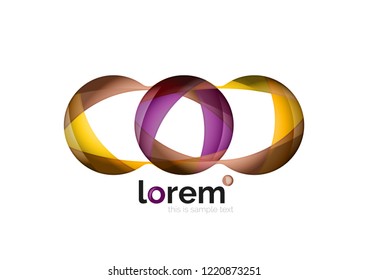 Abstract geometric design logo made of flowing elements, vector icon