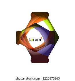 Abstract geometric design logo made of flowing elements, vector icon
