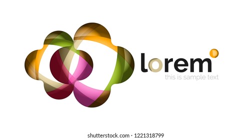 Abstract geometric design logo made of flowing elements, vector icon
