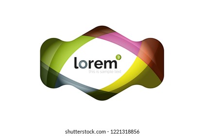 Abstract geometric design logo made of flowing elements, vector icon