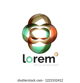 Abstract geometric design logo made of flowing elements, vector icon