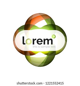 Resumen del logotipo de diseño geométrico hecho de elementos fluidos, icono vectorial