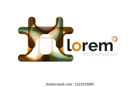 Resumen del logotipo de diseño geométrico hecho de elementos fluidos, icono vectorial