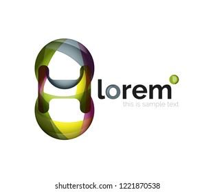 Resumen del logotipo de diseño geométrico hecho de elementos fluidos, icono vectorial