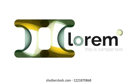 Resumen del logotipo de diseño geométrico hecho de elementos fluidos, icono vectorial