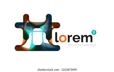 Abstract geometric design logo made of flowing elements, vector icon