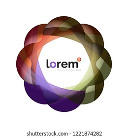 Abstract geometric design logo made of flowing elements, vector icon