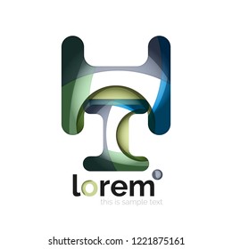 Abstract geometric design logo made of flowing elements, vector icon