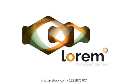 Abstract geometric design logo made of flowing elements, vector icon
