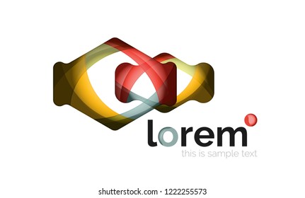 Abstract geometric design logo made of flowing elements, vector icon