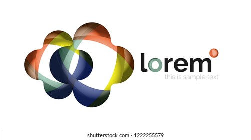 Abstract geometric design logo made of flowing elements, vector icon