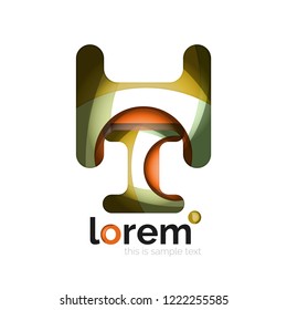 Abstract geometric design logo made of flowing elements, vector icon