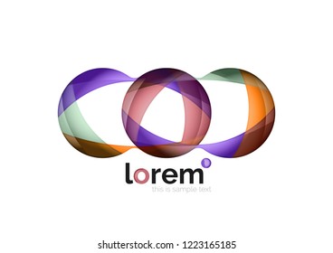 Abstract geometric design logo made of flowing elements, vector icon