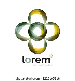Abstract geometric design logo made of flowing elements, vector icon