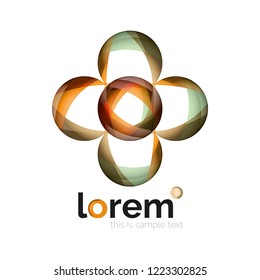 Abstract geometric design logo made of flowing elements, vector icon