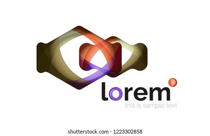 Abstract geometric design logo made of flowing elements, vector icon