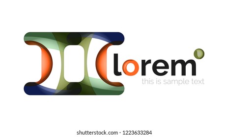 Abstract geometric design logo made of flowing elements, vector icon