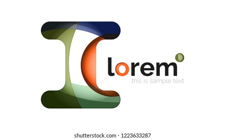 Abstract geometric design logo made of flowing elements, vector icon