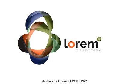Resumen del logotipo de diseño geométrico hecho de elementos fluidos, icono vectorial