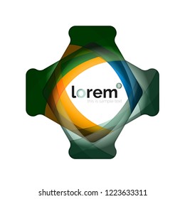 Resumen del logotipo de diseño geométrico hecho de elementos fluidos, icono vectorial