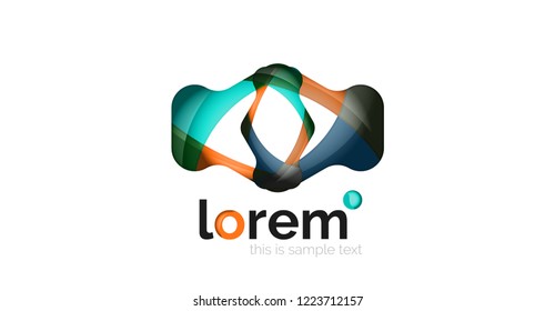Abstract geometric design logo made of flowing elements, vector icon