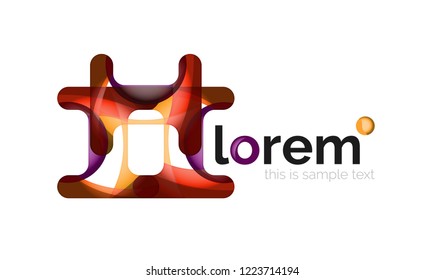 Resumen del logotipo de diseño geométrico hecho de elementos fluidos, icono vectorial