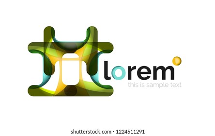 Abstract geometric design logo made of flowing elements, vector icon