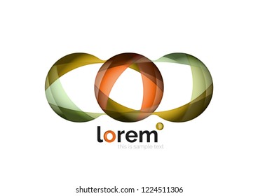 Abstract geometric design logo made of flowing elements, vector icon