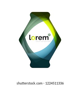 Abstract geometric design logo made of flowing elements, vector icon