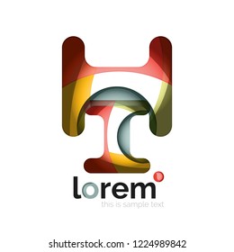 Abstract geometric design logo made of flowing elements, vector icon