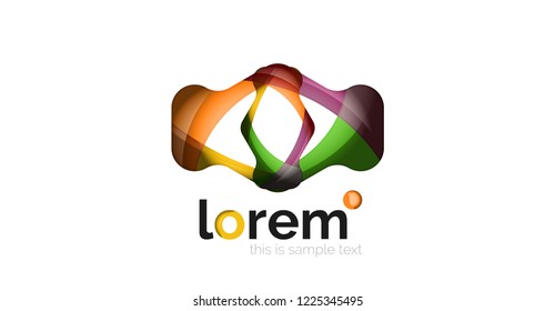 Resumen del logotipo de diseño geométrico hecho de elementos fluidos, icono vectorial