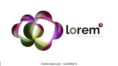 Abstract geometric design logo made of flowing elements, vector icon
