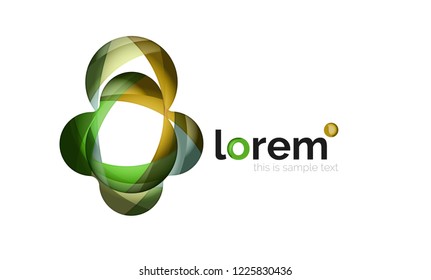 Abstraktes geometrisches Design-Logo aus fließenden Elementen, Vektorsymbol