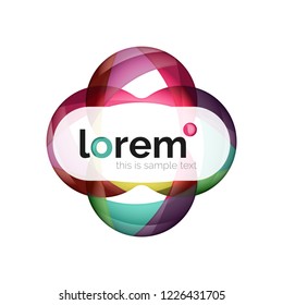 Abstract geometric design logo made of flowing elements, vector icon
