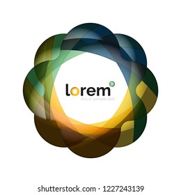 Abstract geometric design logo made of flowing elements, vector icon