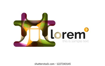 Abstract geometric design logo made of flowing elements, vector icon