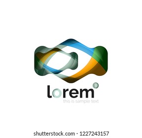 Abstract geometric design logo made of flowing elements, vector icon