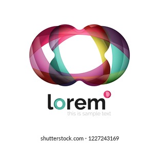 Abstract geometric design logo made of flowing elements, vector icon
