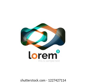 Abstract geometric design logo made of flowing elements, vector icon