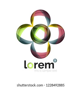 Abstract geometric design logo made of flowing elements, vector icon