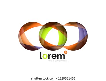 Resumen del logotipo de diseño geométrico hecho de elementos fluidos, icono vectorial